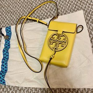 Tory Burch phone cross body bag in canary yellow
